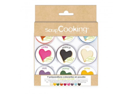 Set 9 Mini Colorants Alimentaires Naturels en Poudre Couleurs Variées - Scrapcooking