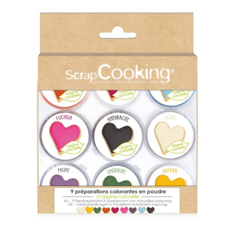 Set 9 Mini Colorants Alimentaires Naturels en Poudre Couleurs Variées - Scrapcooking