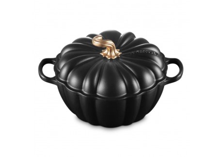 Gietijzeren Cocotte Pompoen 3,7 L Zwart Matte Gold (24 cm) - Le Creuset