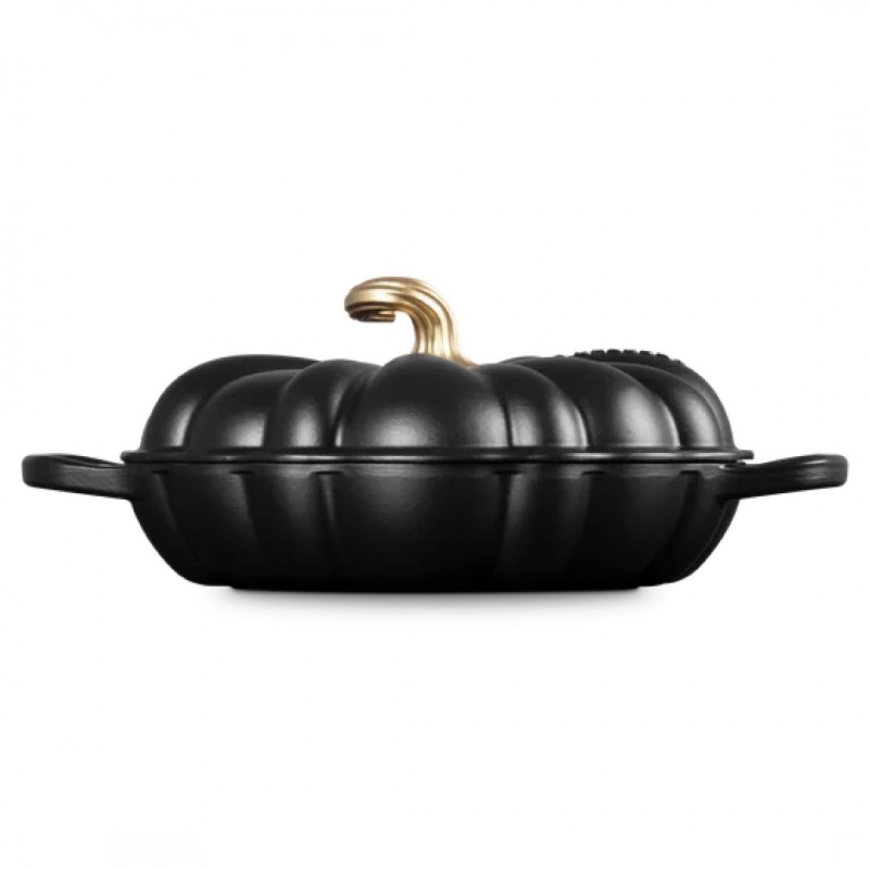 Gietijzeren Cocotte Pompoen 2,5 L Zwart matte Gold (28 cm) - Le Creuset