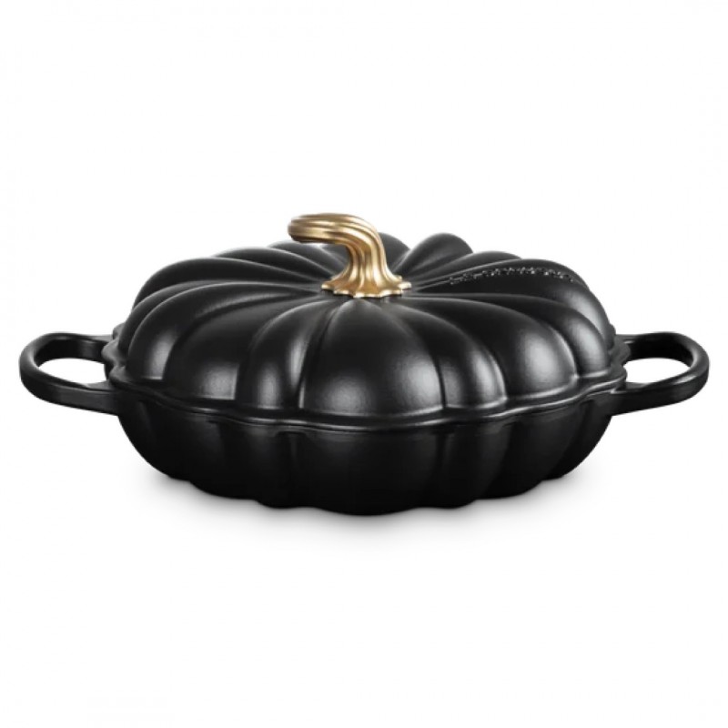 Gietijzeren Cocotte Pompoen 2,5 L Zwart matte Gold (28 cm) - Le Creuset