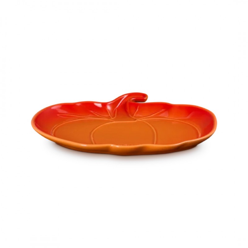 Serveerschaal in geëmailleerd keramiek in pompoenvorm Volcanisch oranje 25 cm - Le Creuset
