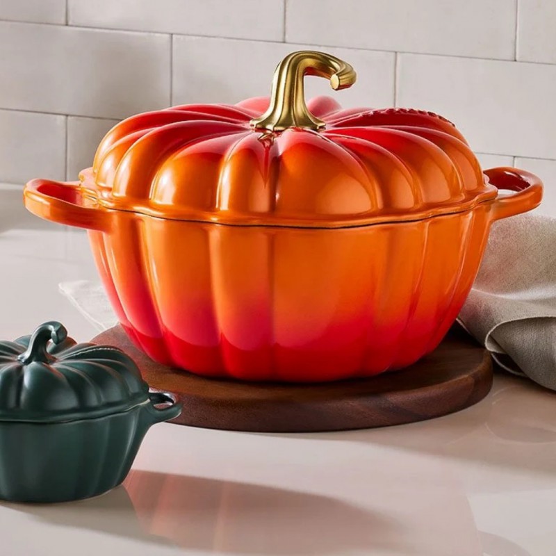 Cocotte Fonte Citrouille 3.7 L Orange Volcanique Gold (24 cm)  - Le Creuset