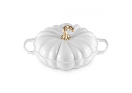 Cocotte Faitout Fonte Citrouille 2,5 L Blanc Gold (28 cm)  - Le Creuset