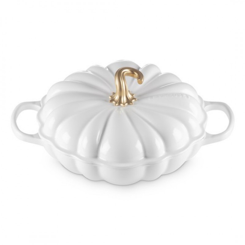 Cocotte Faitout Fonte Citrouille 2,5 L Blanc Gold (28 cm)  - Le Creuset