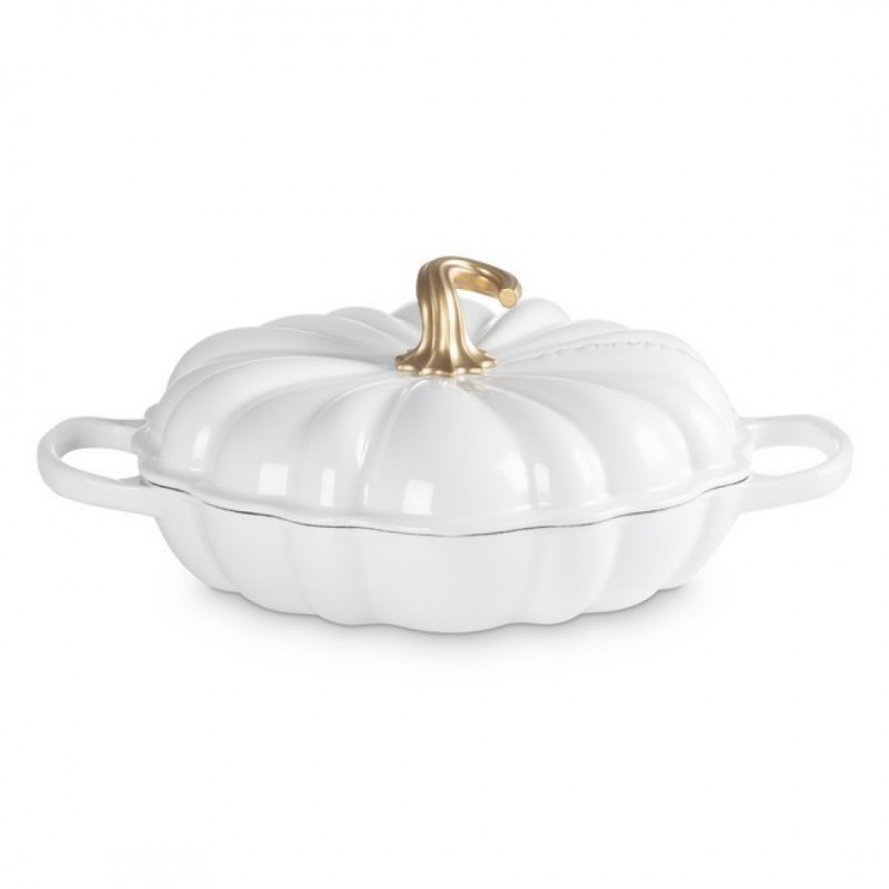 Cocotte Faitout Fonte Citrouille 2,5 L Blanc Gold (28 cm)  - Le Creuset