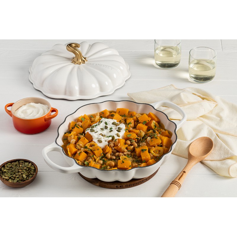 Cocotte Faitout Fonte Citrouille 2,5 L Blanc Gold (28 cm)  - Le Creuset