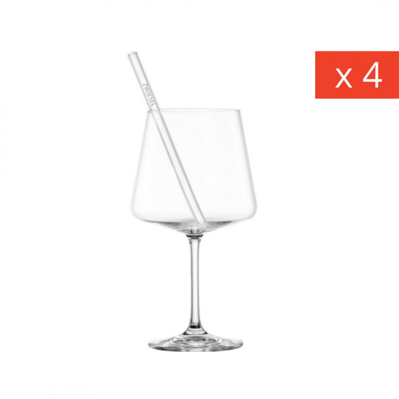 Miovino Spritz-glazen 69 cl met steel + Glazen rietjes + Borstel (4 dlg) - Schott Zwiesel