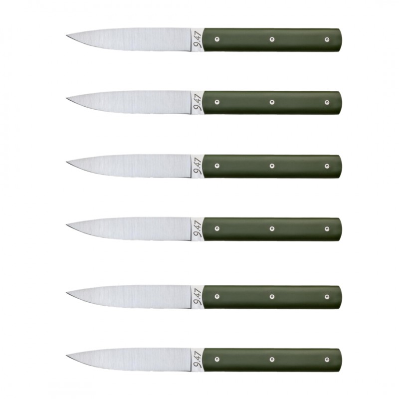 9.47 Coffret Couteaux de Table Vert Fougère 6 pcs  - Perceval