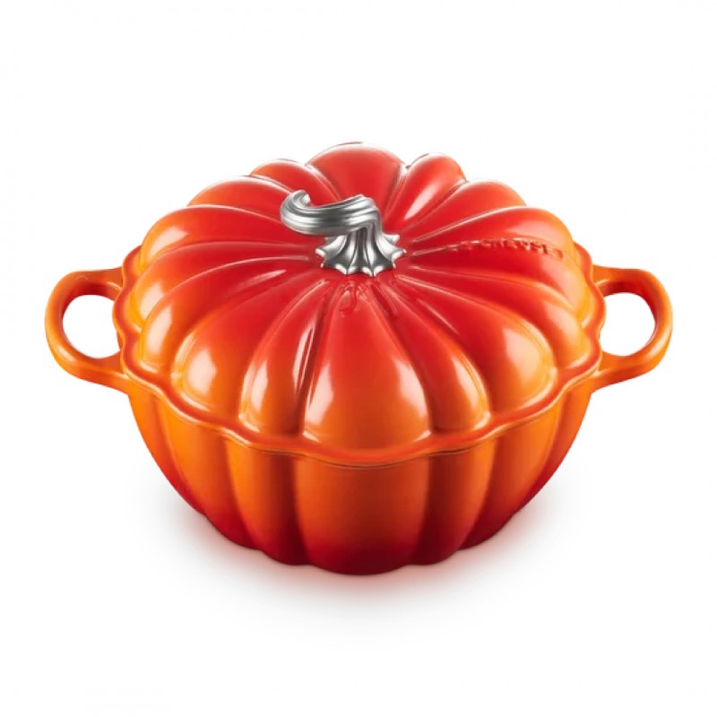 Cocotte Fonte Citrouille 3.7 L Orange Volcanique Argenté (24 cm)  - Le Creuset