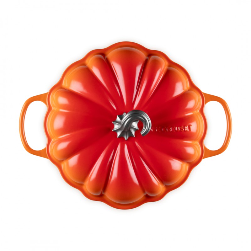 Pompoenvormige gietijzeren cocotte 3,7 L Vulkanisch Oranje Zilver (24 cm) - Le Creuset