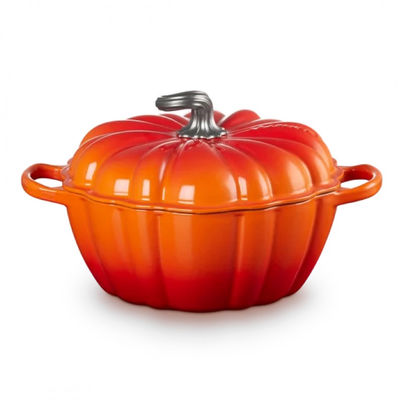 Cocotte Fonte Citrouille 3.7 L Orange Volcanique Argenté (24 cm)  - Le Creuset