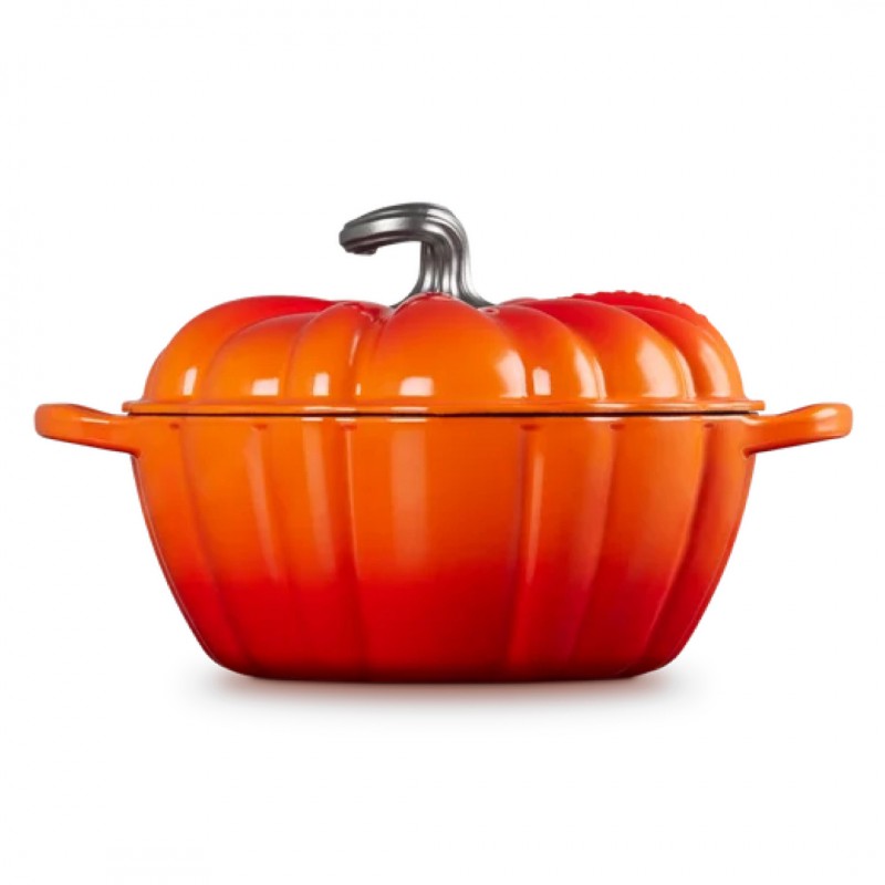Cocotte Fonte Citrouille 3.7 L Orange Volcanique Argenté (24 cm)  - Le Creuset