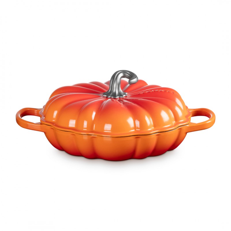 Cocotte Faitout Fonte Citrouille 2,5 L Orange Volcanique Argenté (28 cm)  - Le Creuset