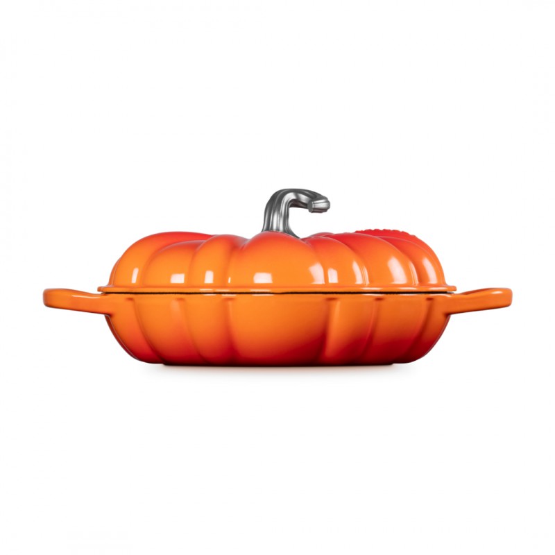 Cocotte Faitout Fonte Citrouille 2,5 L Orange Volcanique Argenté (28 cm)  - Le Creuset