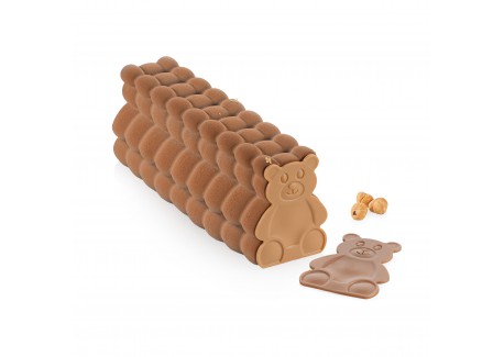 Moule en Silicone 3D Ourson Bûche Peluche avec Chablon 1100  - Silikomart Professional