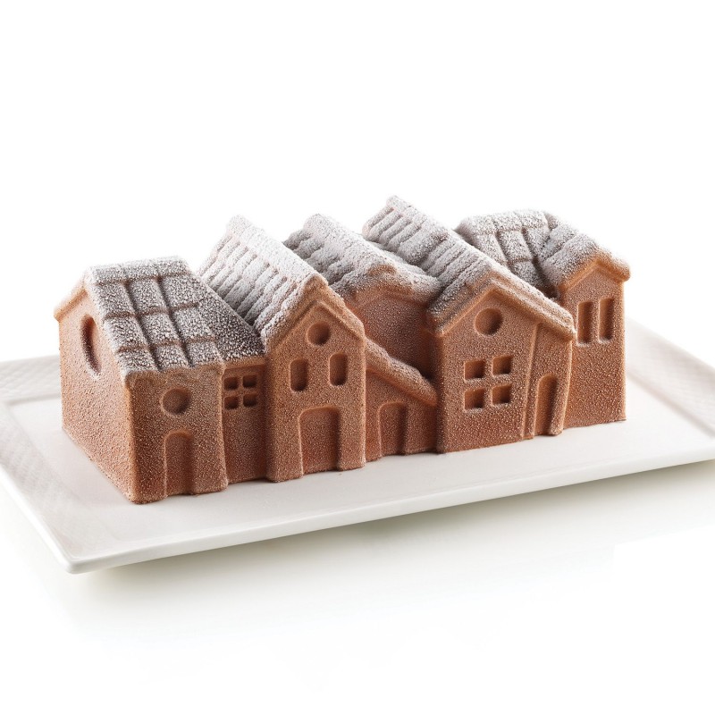 Moule en Silicone 3D Bûche Winter Village 750  - Silikomart Professional