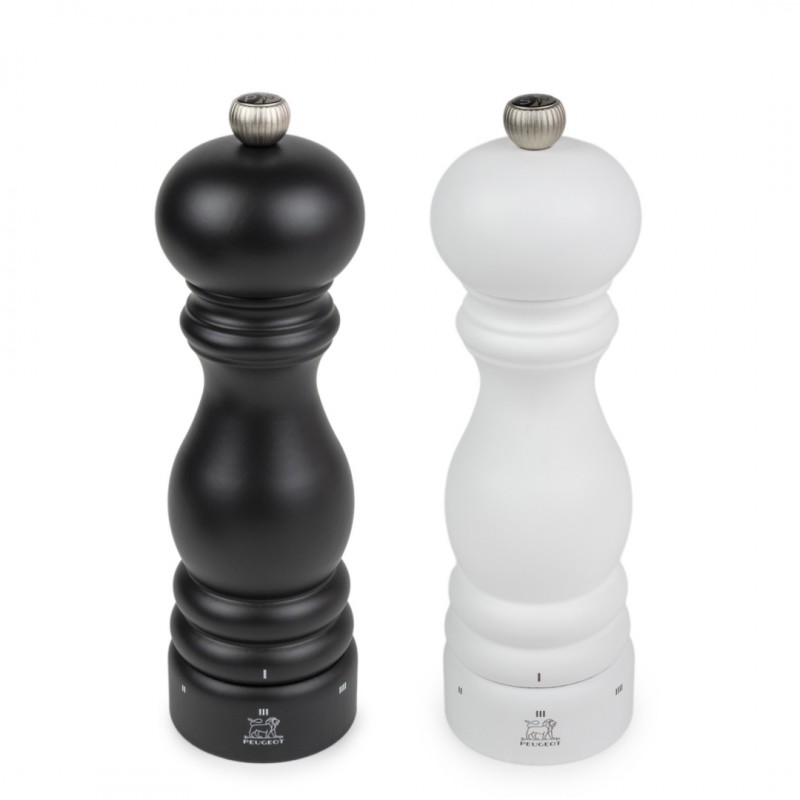Paris Duo Pepermolen en Zoutmolen Zirlion 20 cm Mat Zwart en Wit -D - Peugeot