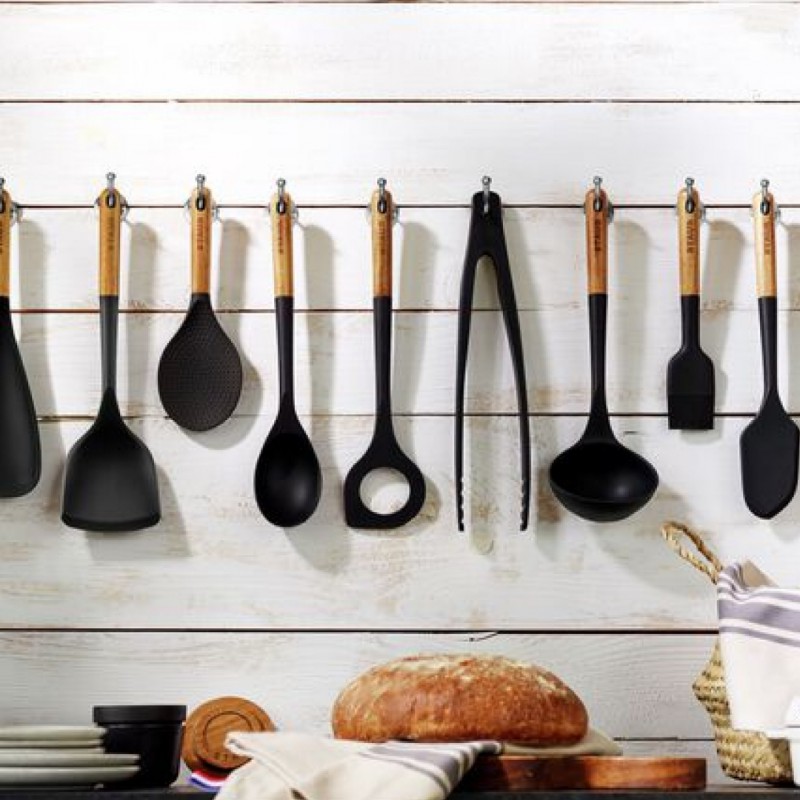 Deeglepel Houten Handvat Zwart Silicone 31 cm - Staub