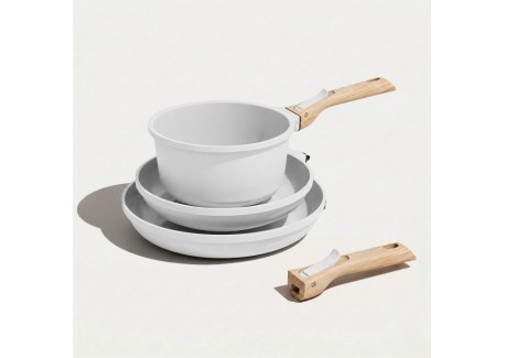 L'Incroyable Pack Poeles & Casserole Poignées Amovibles Blanc 7 pcs  - Cookut