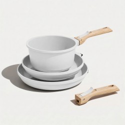 L'Incroyable Pack Poeles & Casserole Poignées Amovibles Blanc 7 pcs  - Cookut