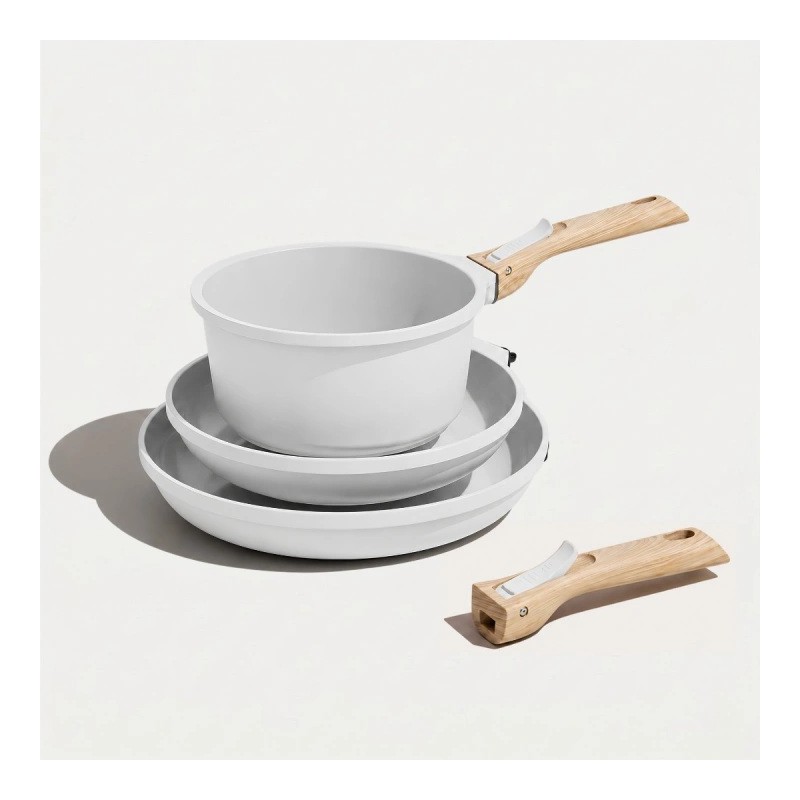 L'Incroyable Pack Poeles & Casserole Poignées Amovibles Blanc 7 pcs  - Cookut