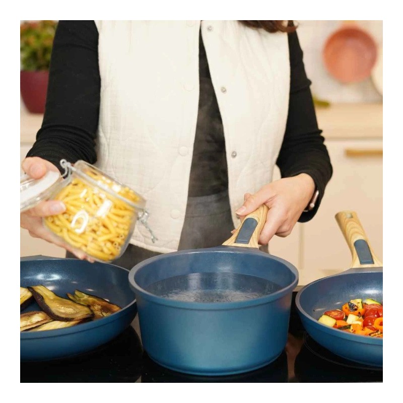 L'Incroyable Pack Poeles & Casserole Poignées Amovibles Bleu 7 pcs  - Cookut