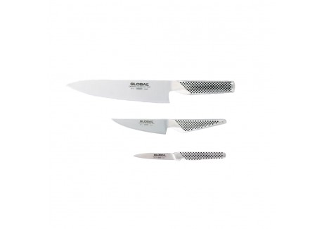 G2115 Messenset 3-delig Koksmes 20 cm + Officemes 11 cm + Schilmes 8 cm  - Global