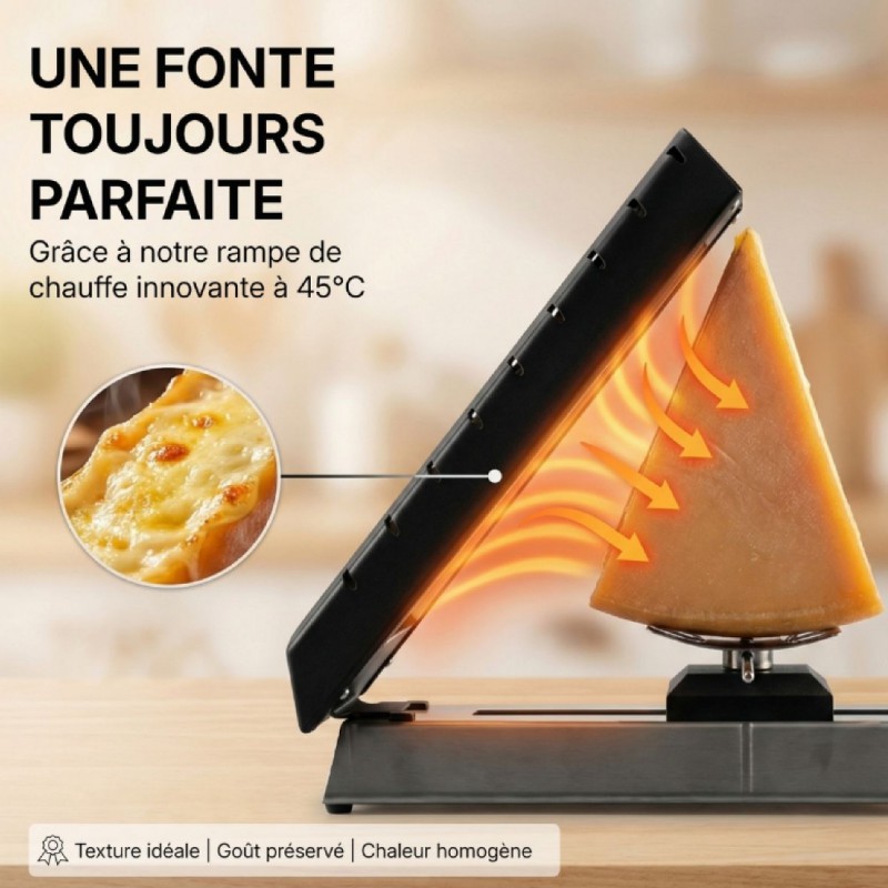 Appareil à Raclette Traditionnel à Meule Compact Pro Noir 2 personnes  - Le Tellier