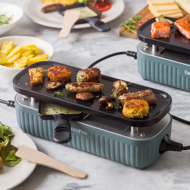 Silhouette Connect Gourmet Appareil à Raclette Bleu Fumé (2 pers)  - Greenpan