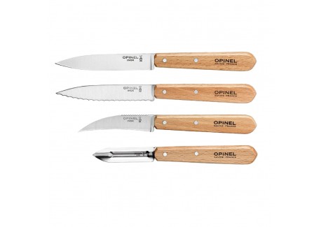 Coffret Les Essentiels 112 3 Couteaux + Eplucheur Inox Manche en Bois  - Opinel