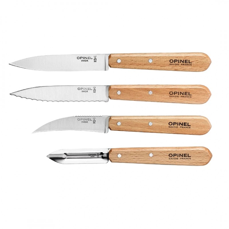 Les Essentiels 112 Boxset 3 Messen + RVS Dunschiller Houten Handvat  - Opinel