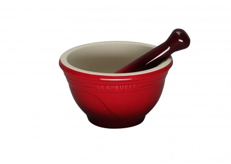 Mortier et Pilon Céramique Rouge Cerise - Le Creuset