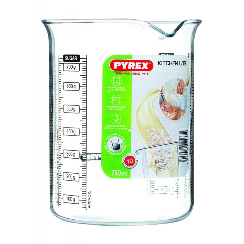 Pyrex - Kitchen Lab Pot Mesureur en Verre 750 ml - Les Secrets du Chef