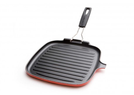 Vierkante Grillplaat met Handvat 24 cm Kersenrood - Le Creuset