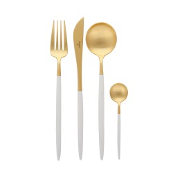 Goa Bestekset 24 dlg Mat Goud Wit Heft + Bestekkoffer - Cutipol Goa Bestekset 24 dlg Mat Goud Wit Heft + Bestekkoffer - Cutipol